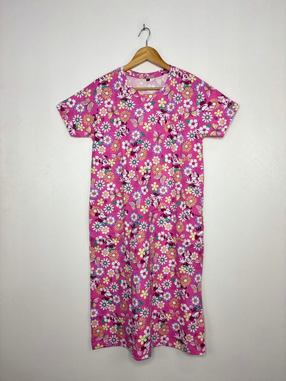 Pink Minnie Mouse Floral Print Long Tunic