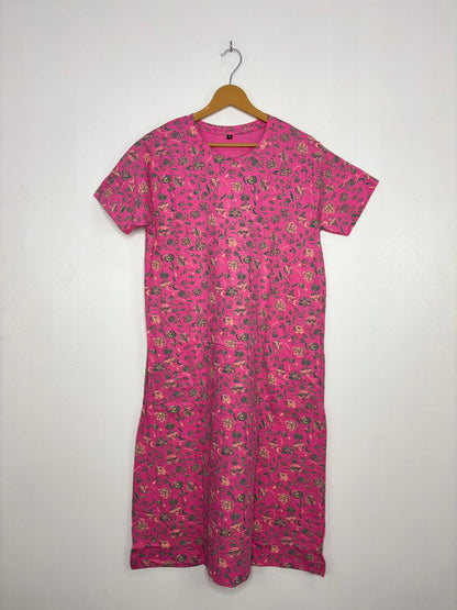 Pink Floral Vine Print Long Tunic
