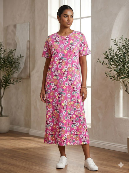 Pink Minnie Mouse Floral Print Long Tunic