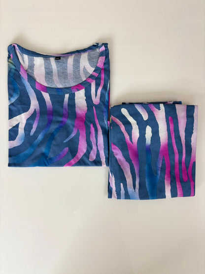 Blue Zebra Print T-Shirt and Palazzo
