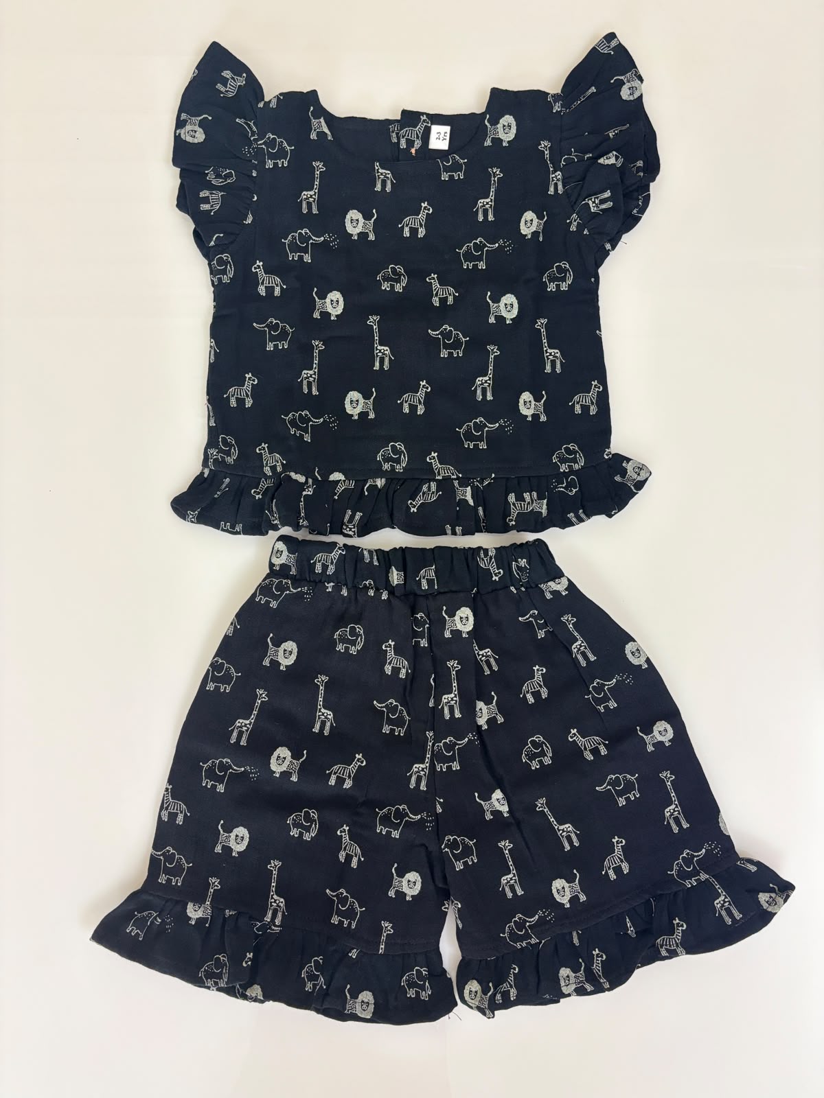 Kids Midnight Navy Safari Animal Top & Shorts Co-ord Set