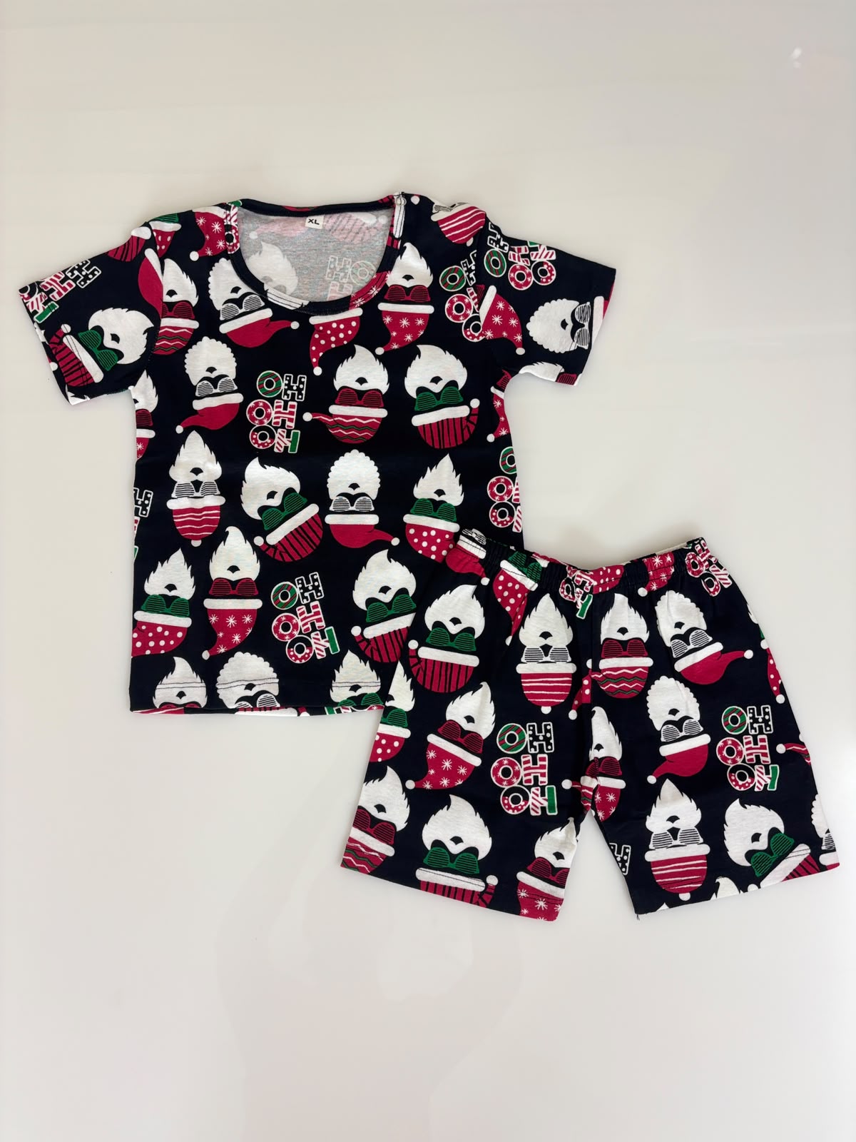 Kids Jet Black Festive Snowman Print T-Shirt & Shorts Co-ord Set