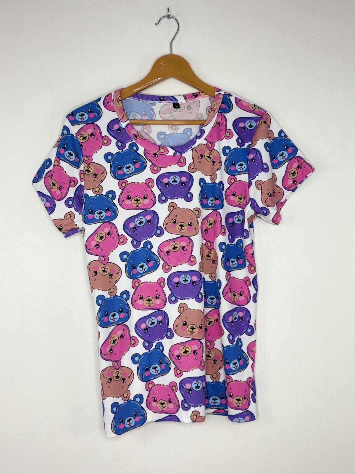 White Teddy Bear Print Women's T-Shirt