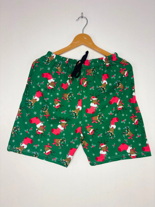 Christmas Reindeer Green Women's Shorts