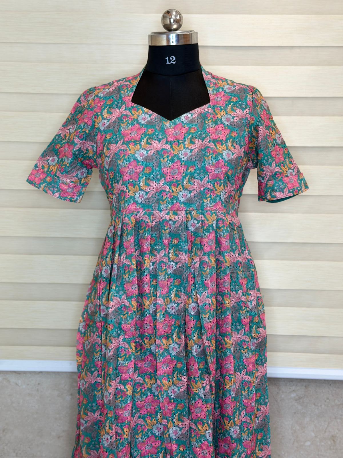Teal Green Ditsy Floral Print Georgette Non-Feeding Maxi