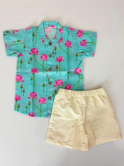 Aqua Lotus Print Kids Outdoor Wear