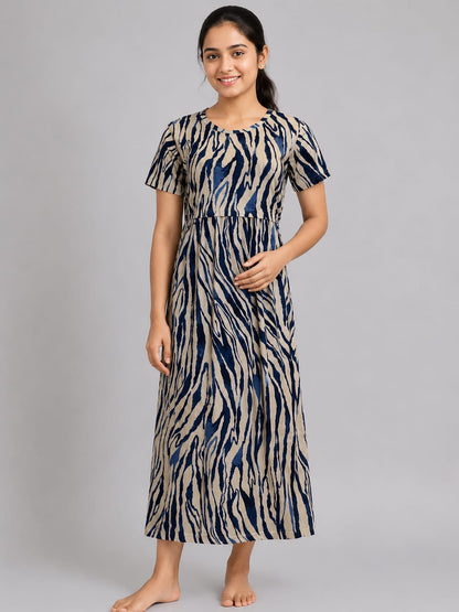 Beige Zebra Print Maternity Maxi