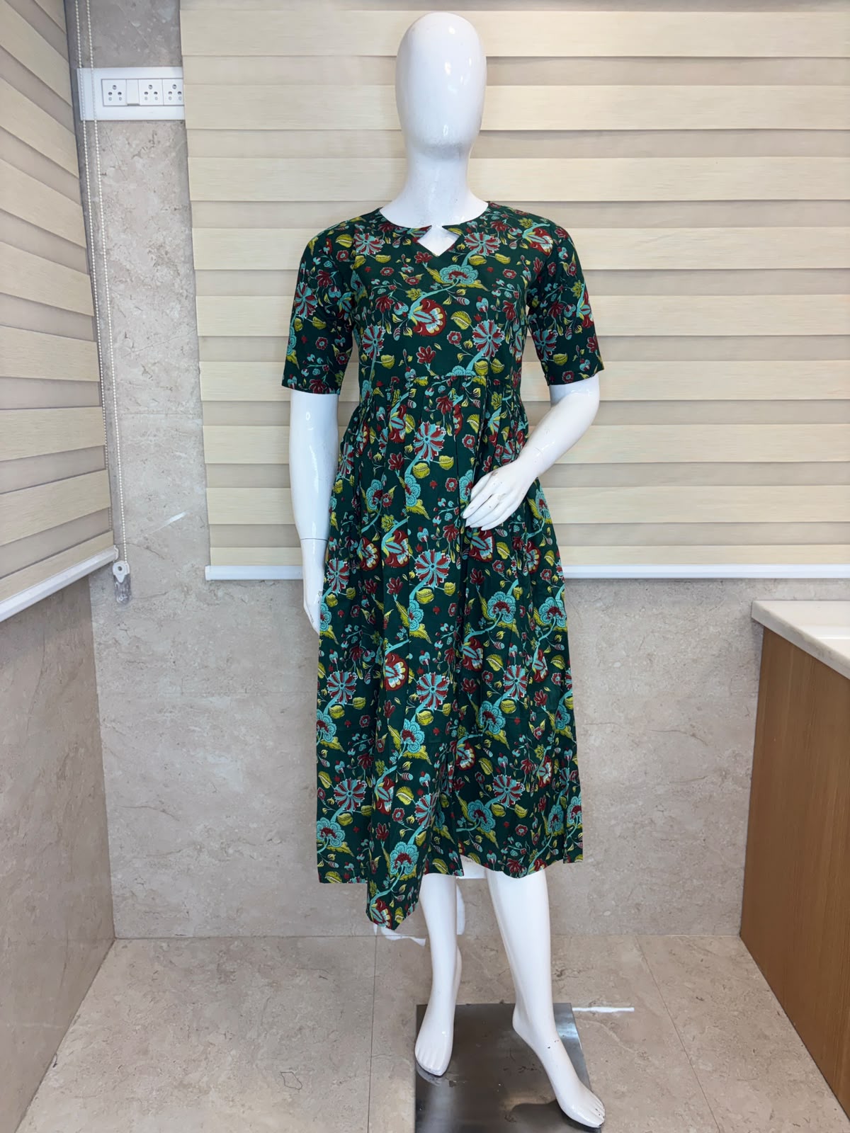 Dark Green Floral Garden Non Feeding Centre Zip Maxi