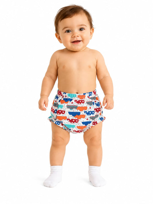 White with Multicolor Clouds Printed Kids Padded Underwear
