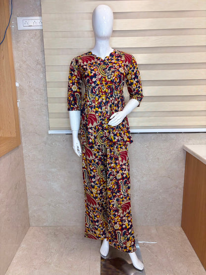 Multicolor Kalamkari Peplum Co-ord Set
