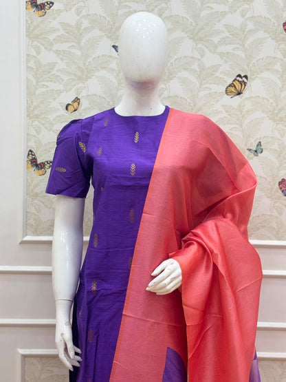 Royal Purple & Coral Pink Printed Women’s 3 Piece Set