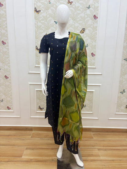 Navy Olive Polka Dot & Abstract Ikat 3-Piece Set