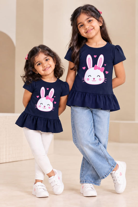 Black bunny Frill Girls Top