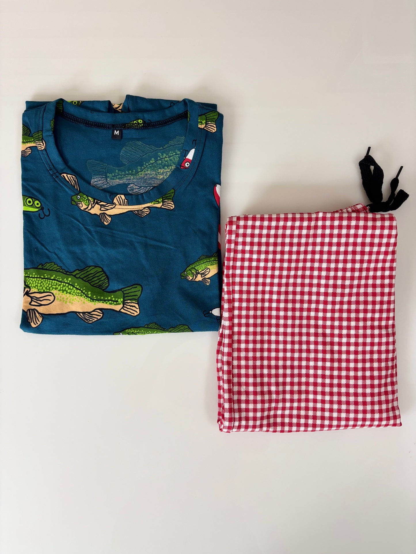Teal and Pink Fish Printed T-shirt with Combo Pant Set