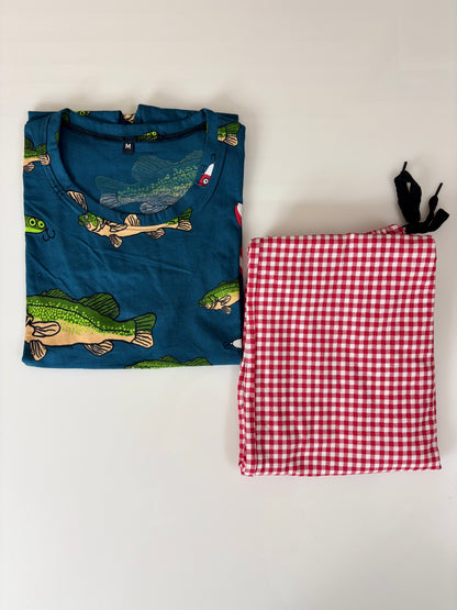 Teal and Pink Fish Printed T-shirt with Combo Pant Set