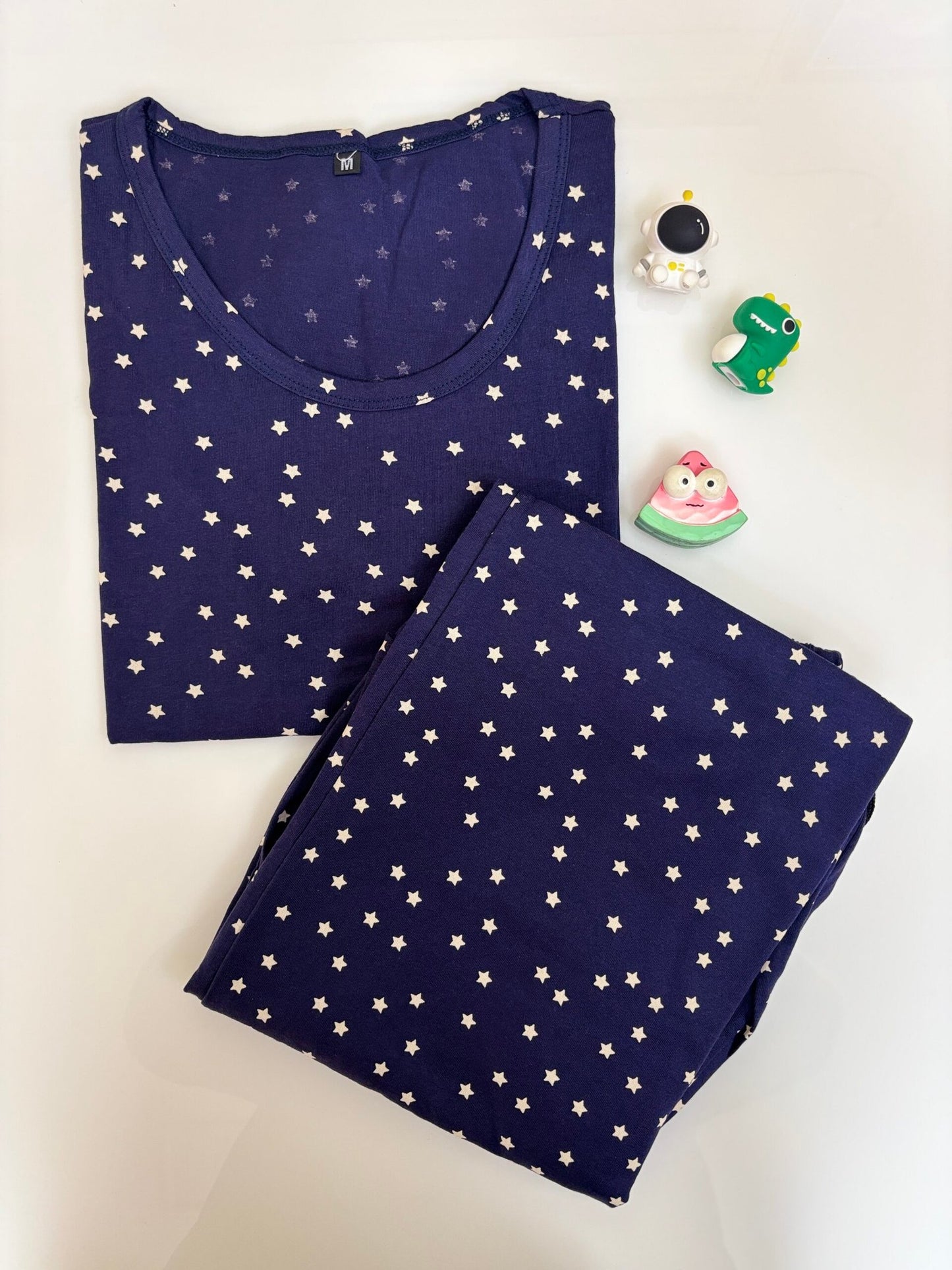 Navy Blue Stars Printed T-shirt with Combo Pant Set