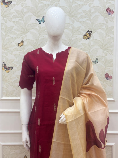 Raw silk set With Assam silk dupatta 3 piece suit