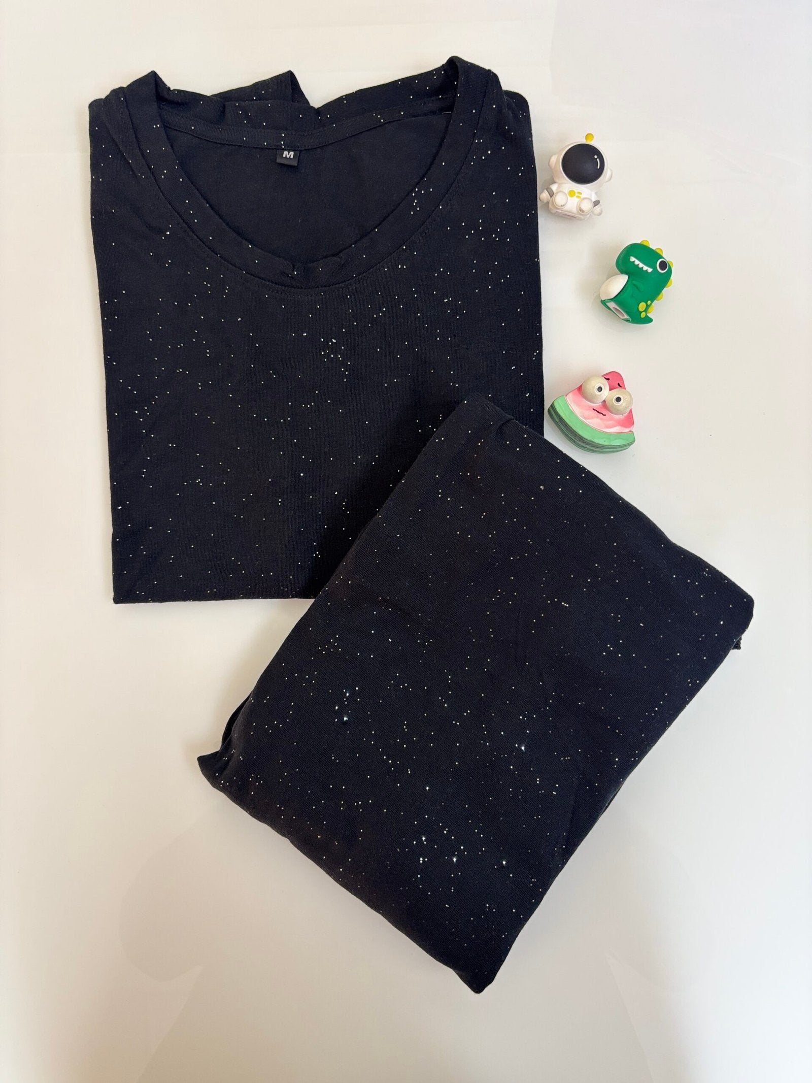 Black and White Dot's Printed T-shirt with Combo Pant Set