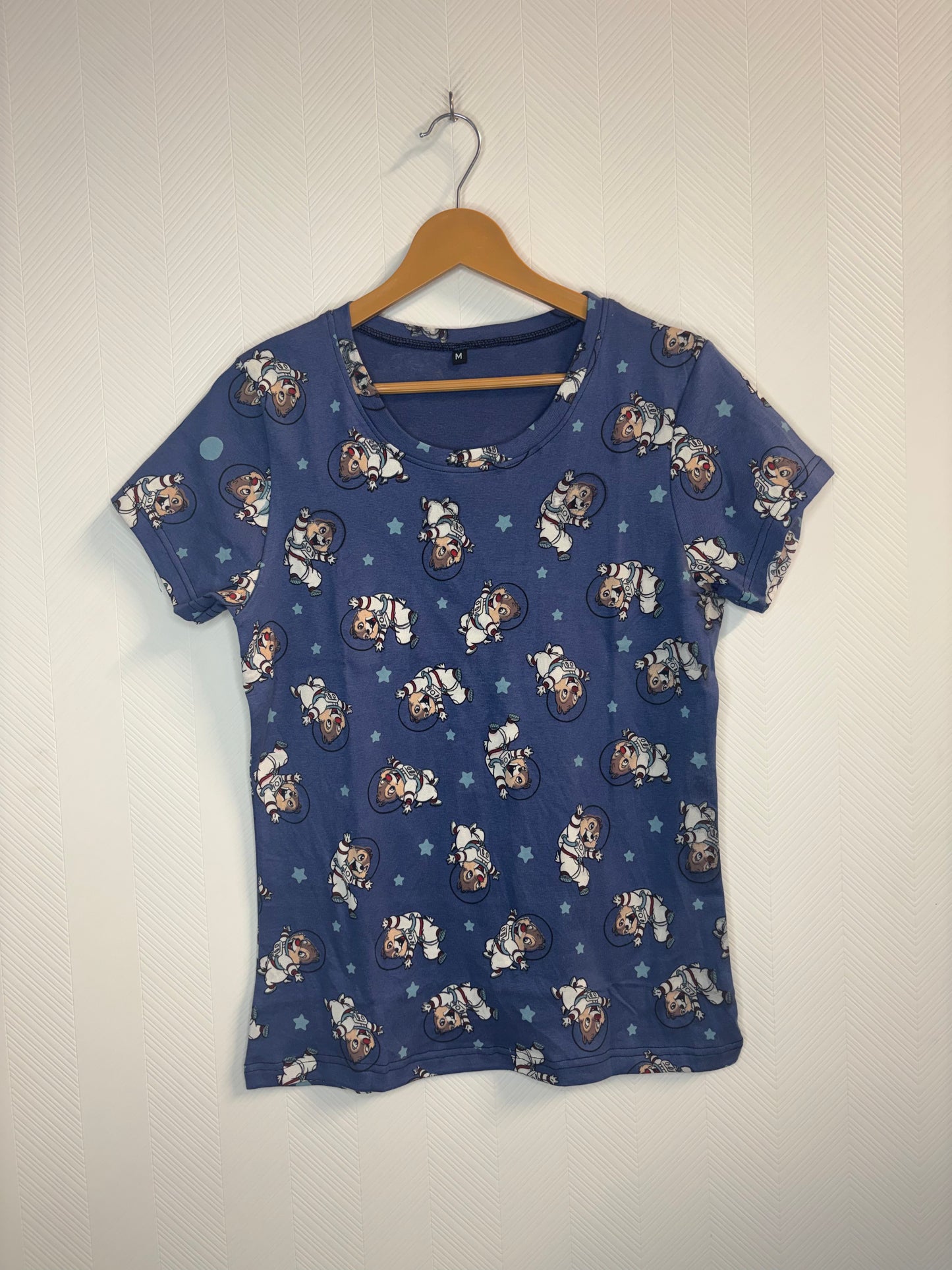Blue Cartoon Print Women's T-Shirt