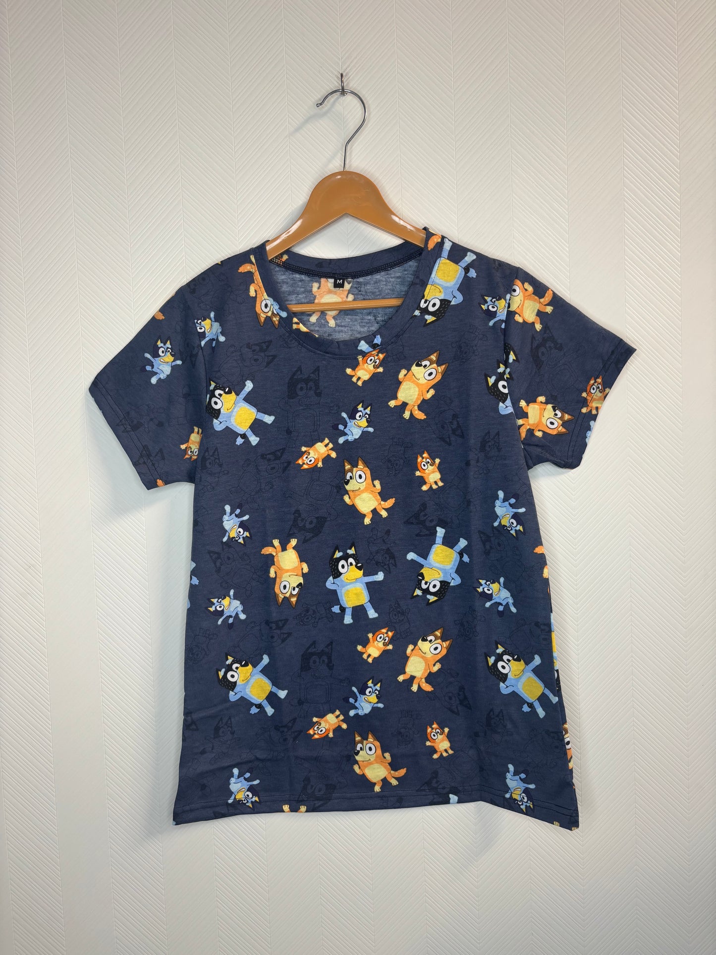 Navy Blue Cartoon Character Print Women's T-Shirt