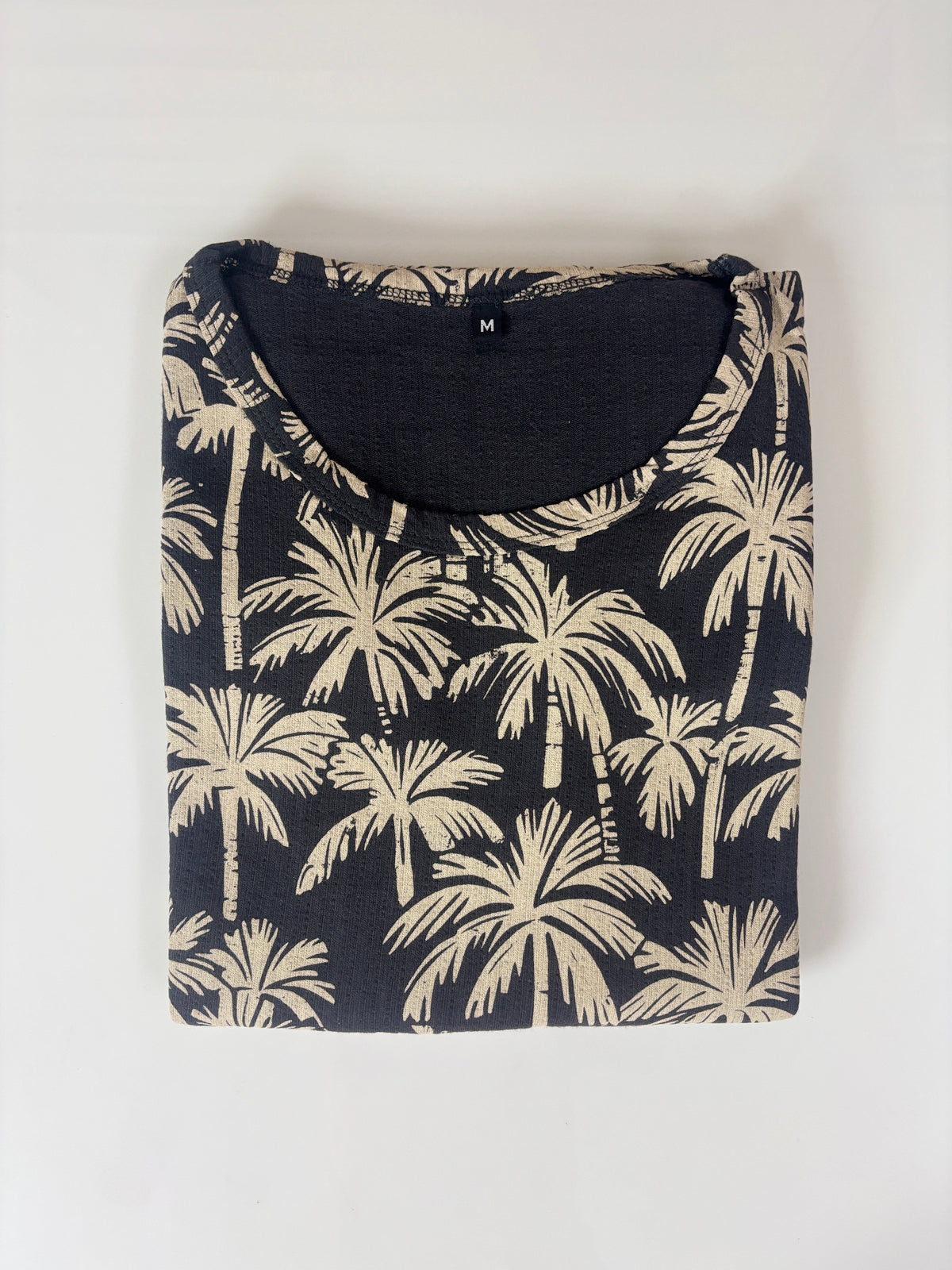 Black Palm Tree Print Short Sleeve Lounge Frock