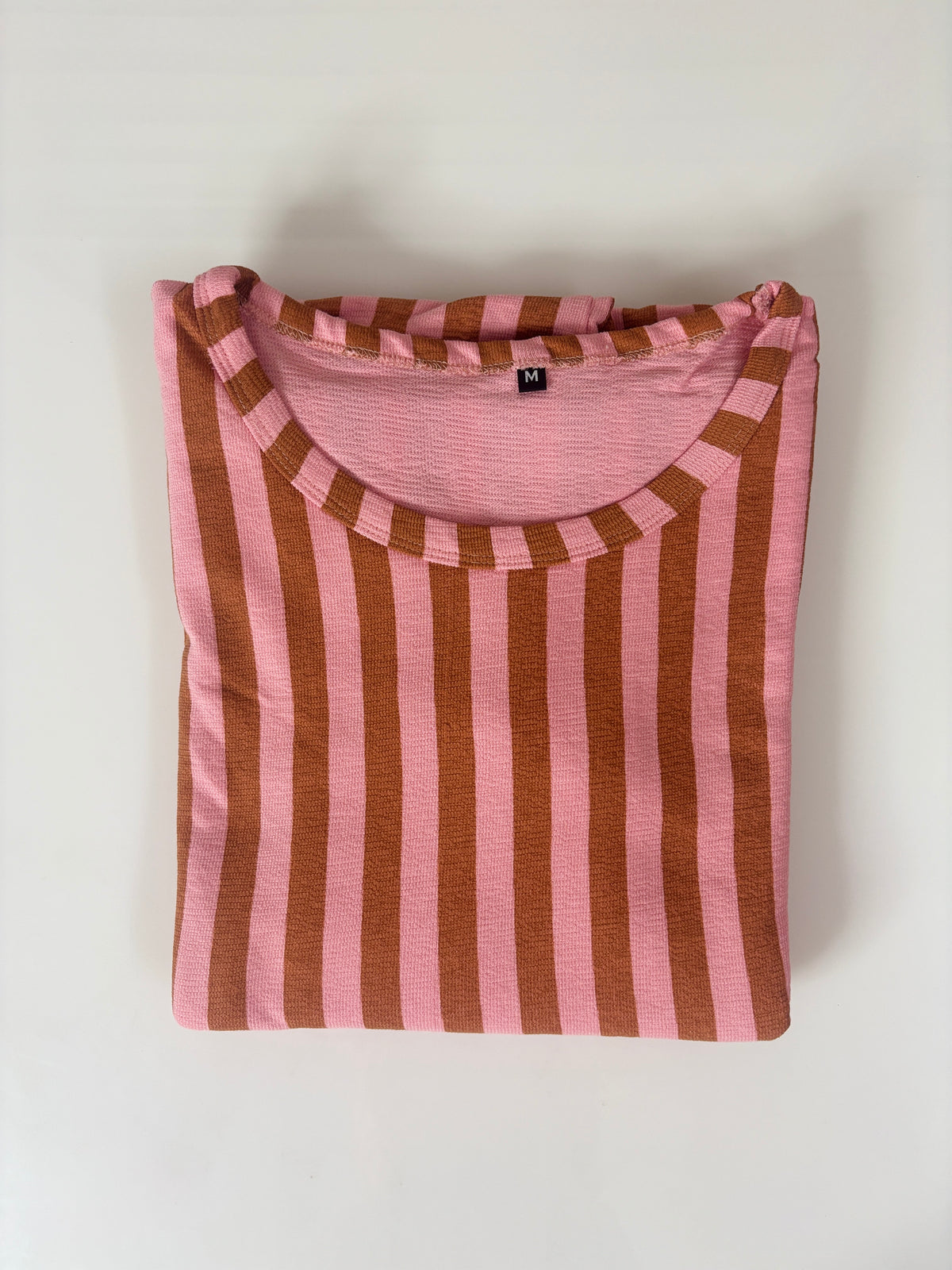 Rust & Pink Vertical Stripe Short Sleeve Lounge Frock