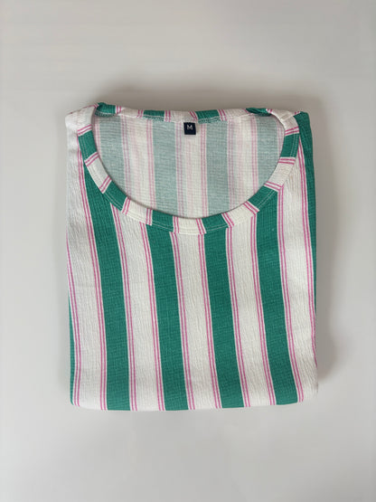 Emerald Green & White Stripe Short Sleeve Lounge Frock