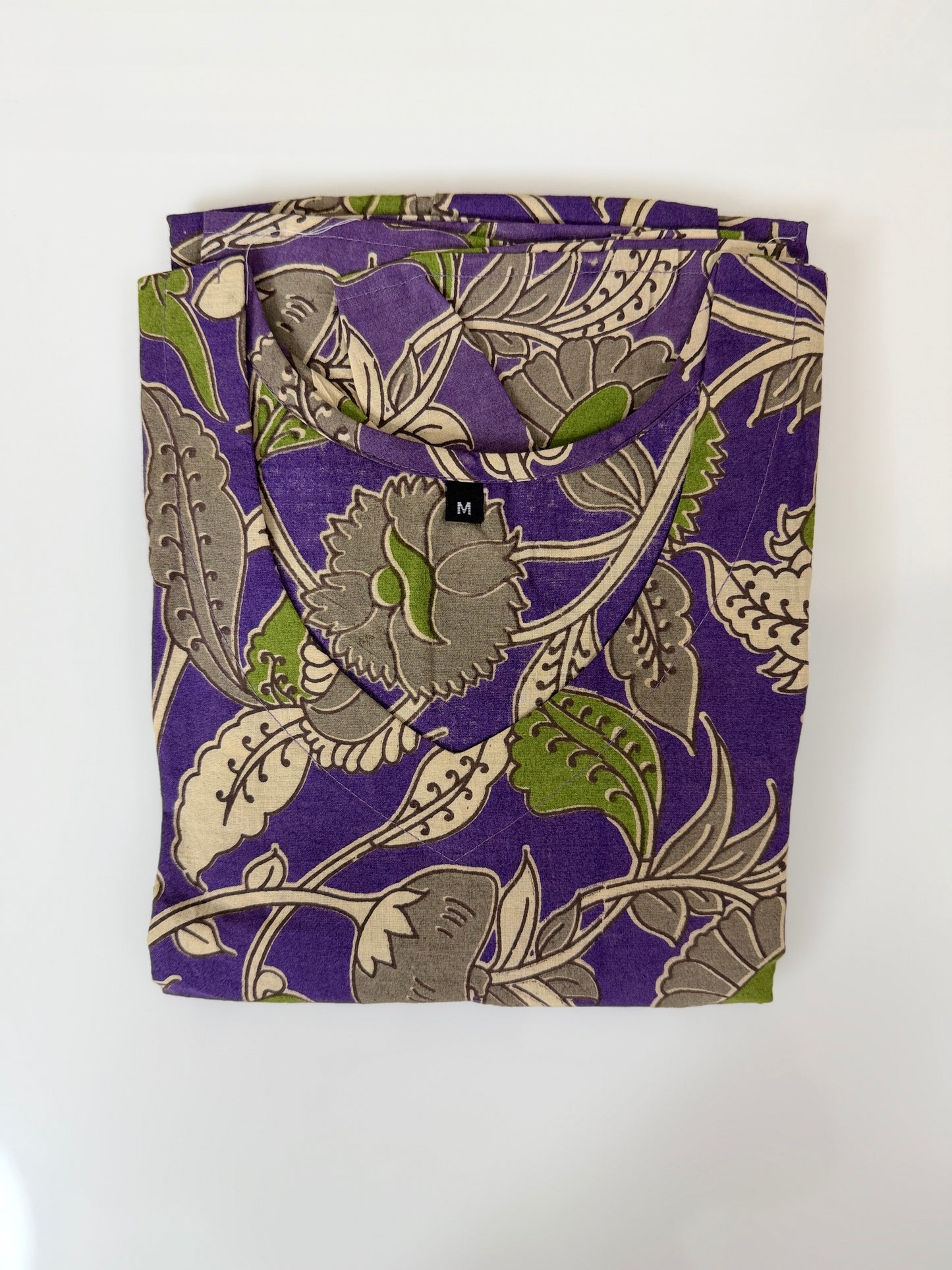 Floral Printed Purple - Cotton Kalamkari Frock