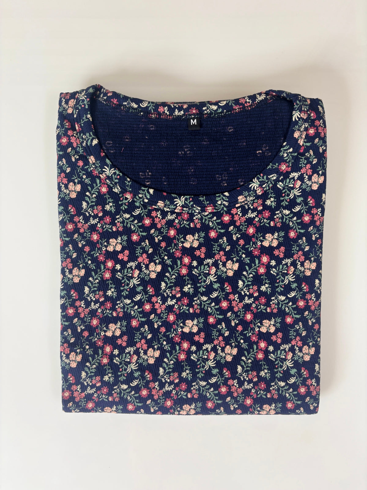 Navy Blue Ditsy Floral Print Short Sleeve Lounge Frock