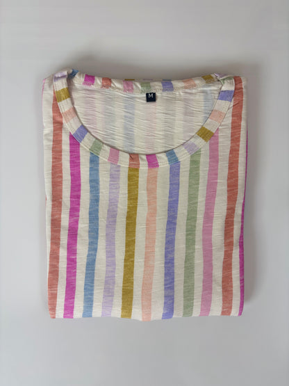 Rainbow Multicolor Stripe Short Sleeve Lounge Frock