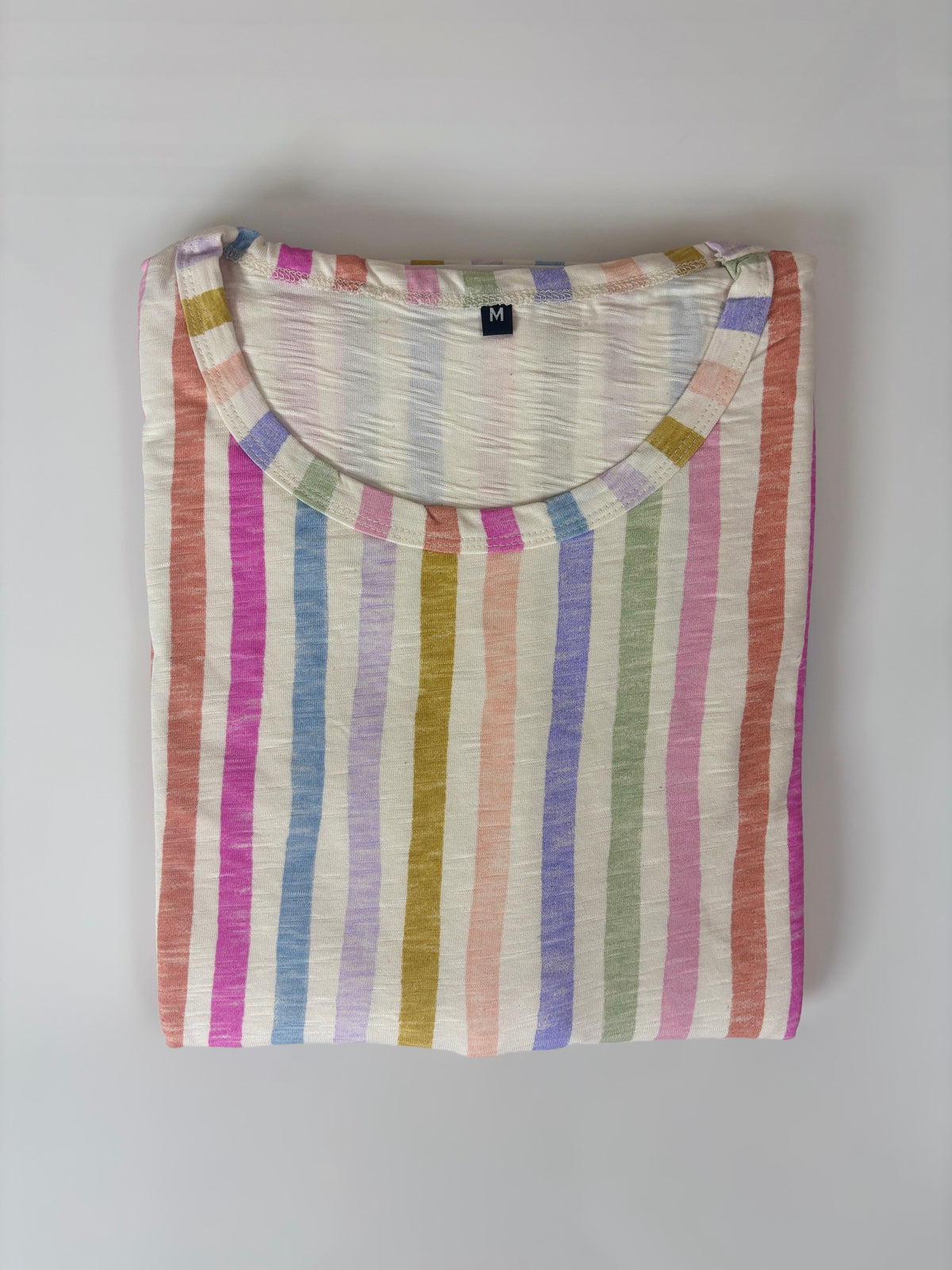 Multicolor Pastel Vertical Stripe Short Sleeve Lounge Frock