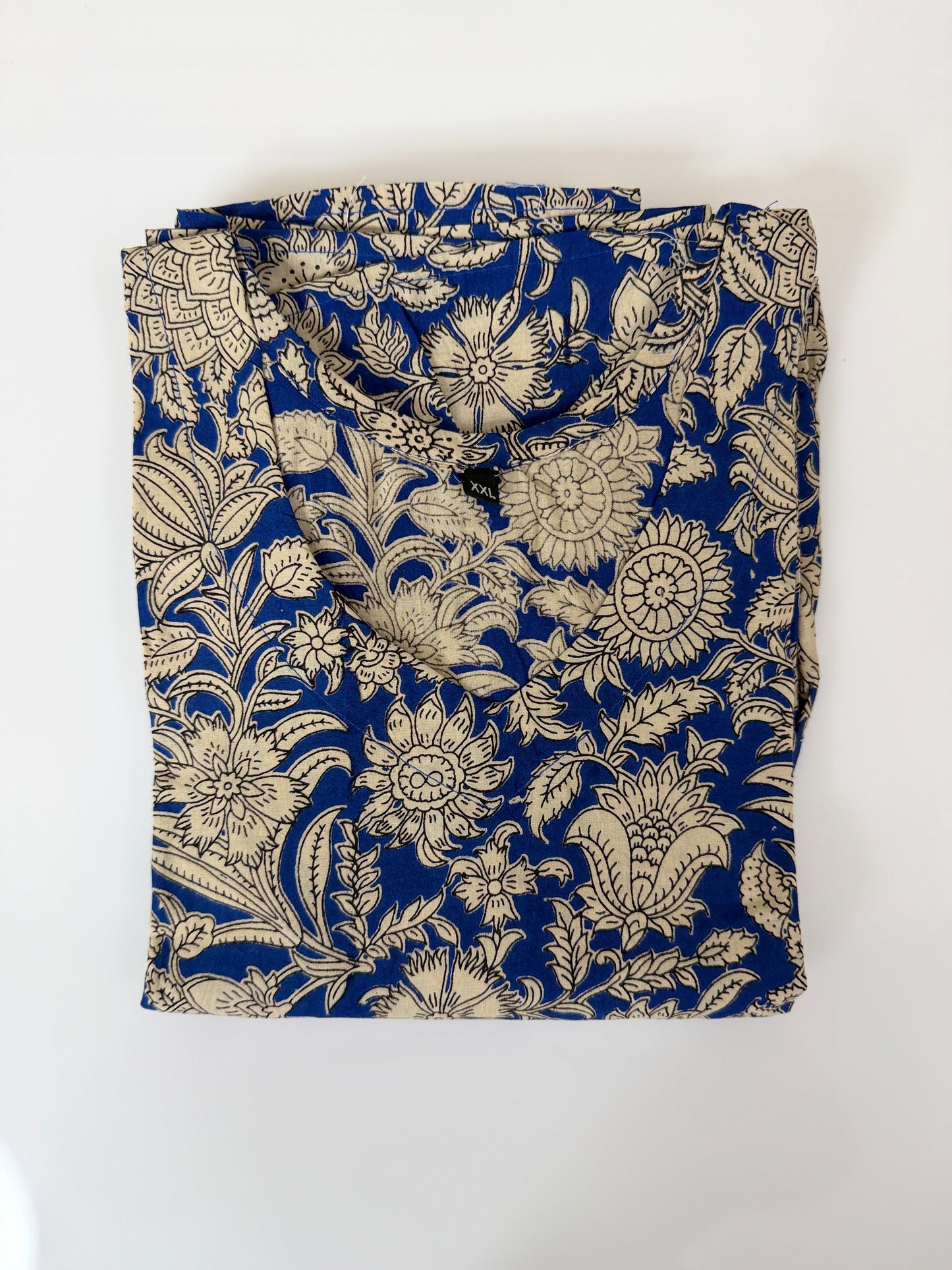 Floral Printed Navy Blue - Cotton Kalamkari Frock