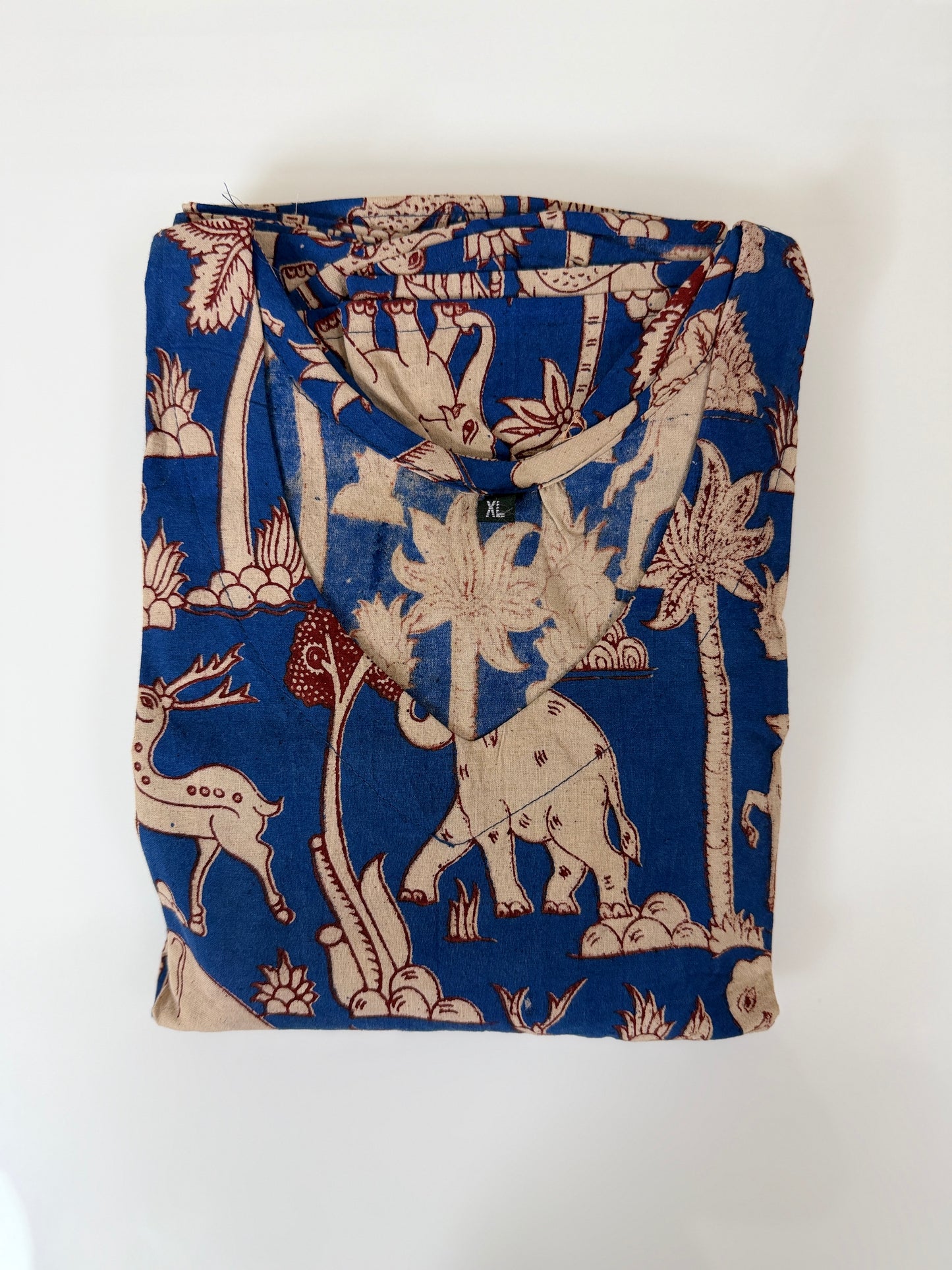 Floral Printed Royal Blue - Cotton Kalamkari Frock