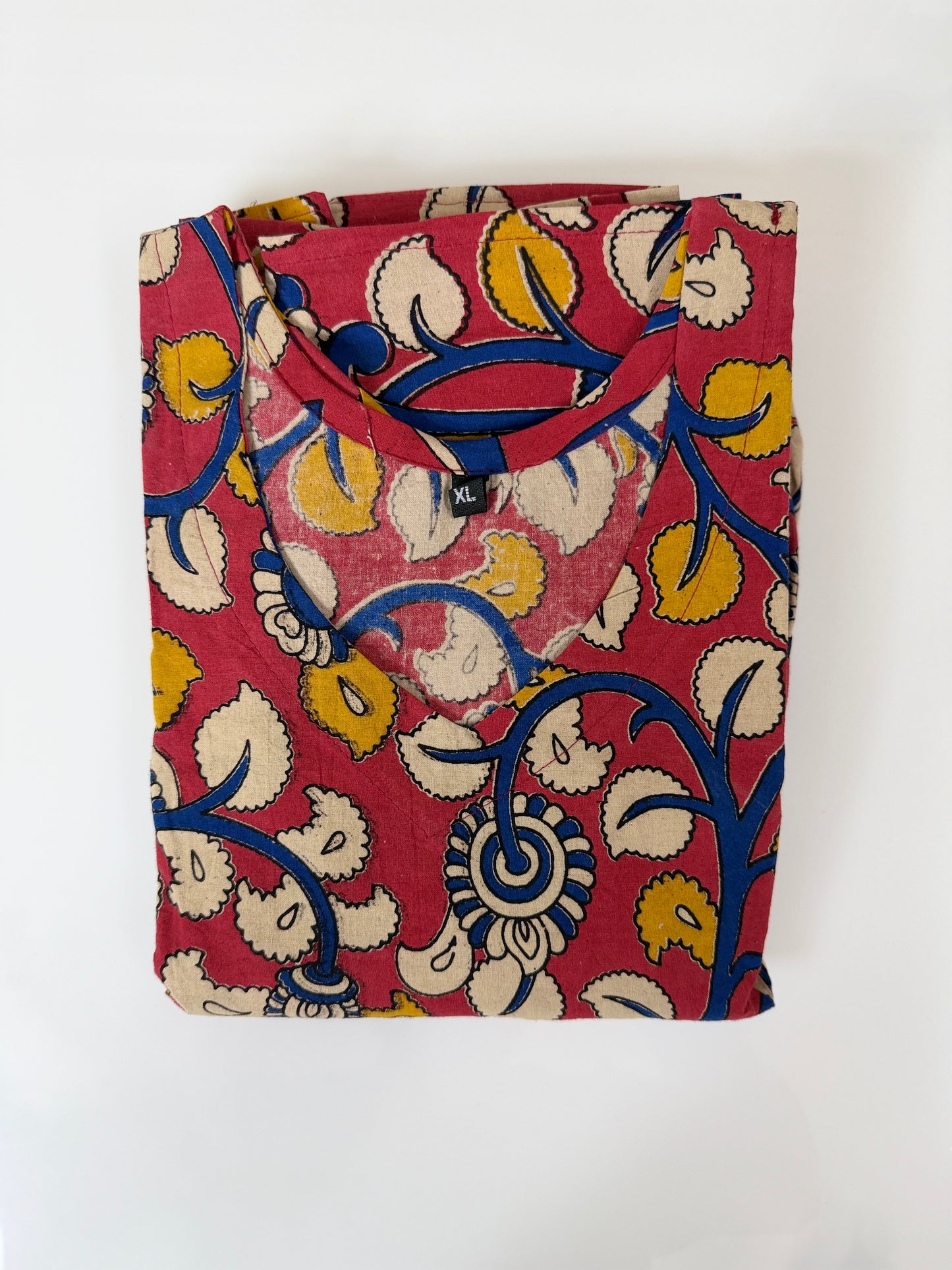 Floral Printed Pink Yellow - Cotton Kalamkari Frock