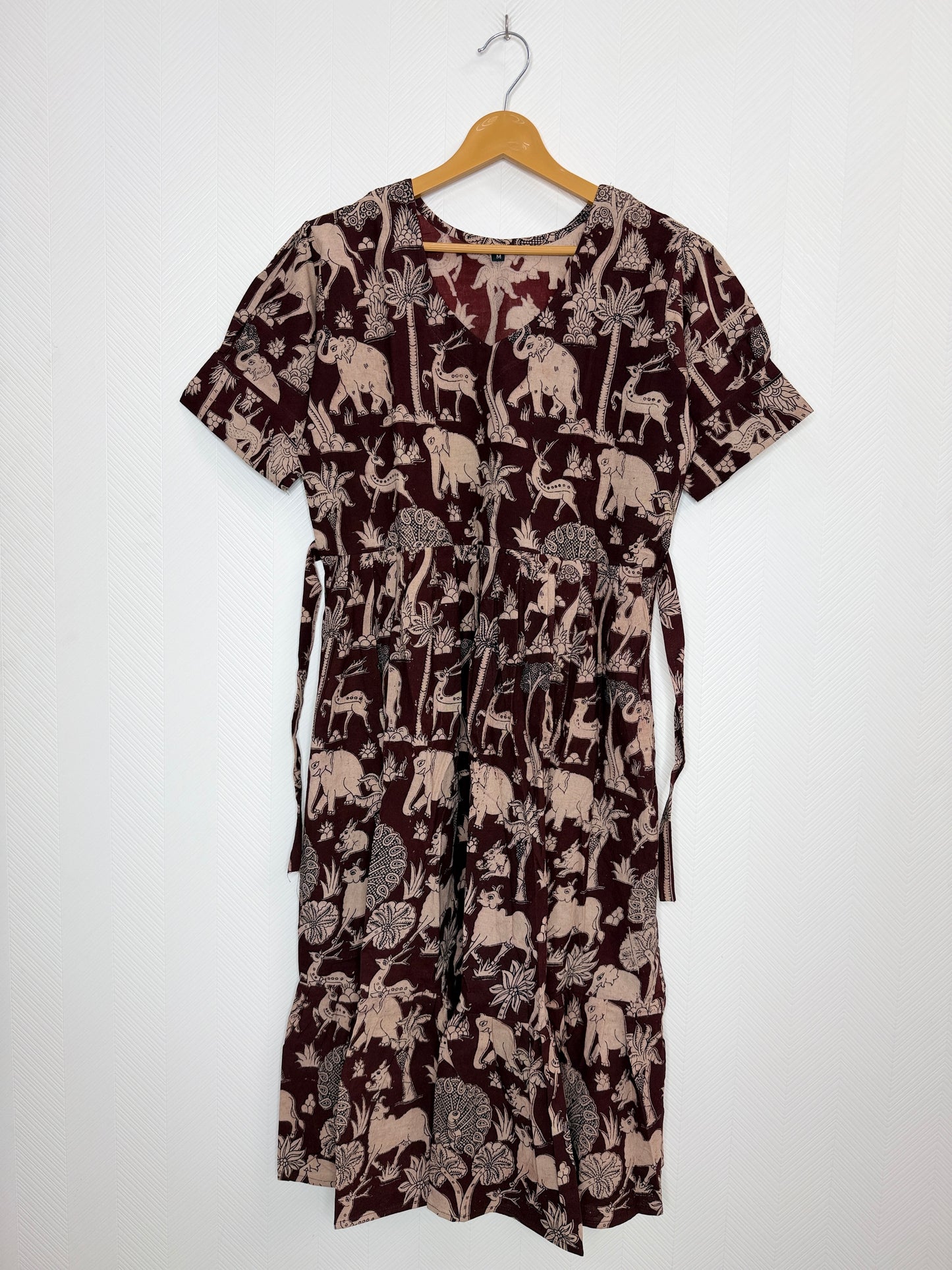 Floral Printed Deep Maroon - Cotton Kalamkari Frock