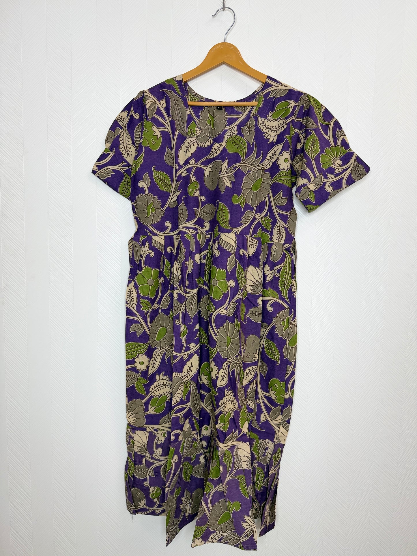 Floral Printed Purple - Cotton Kalamkari Frock