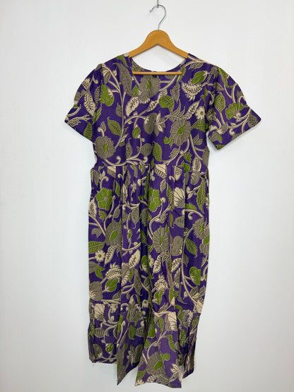 Floral Printed Purple - Cotton Kalamkari Frock