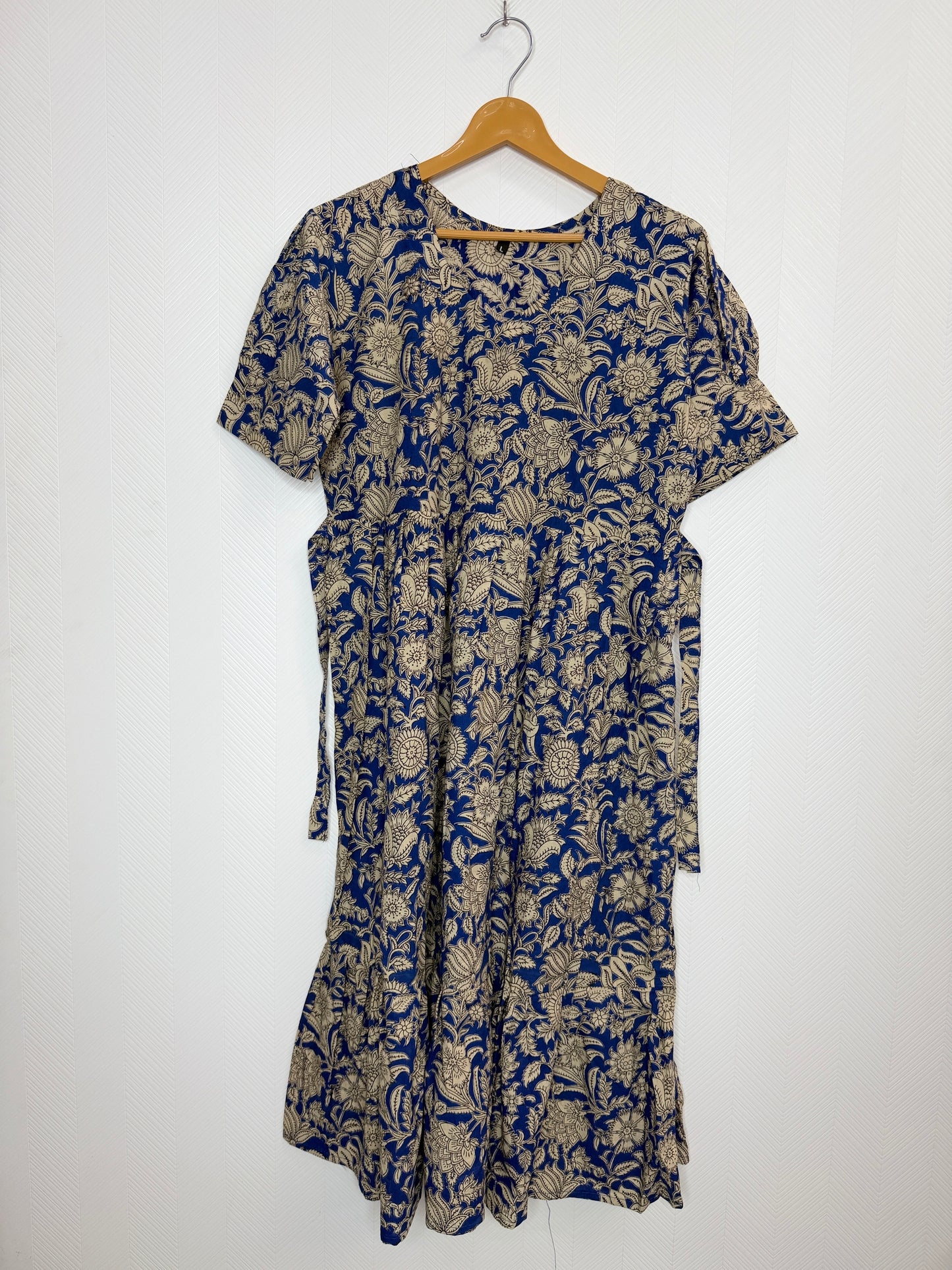 Floral Printed Navy Blue - Cotton Kalamkari Frock
