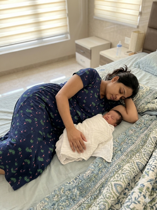 Navy Flamingo Print Maternity Feeding Maxi