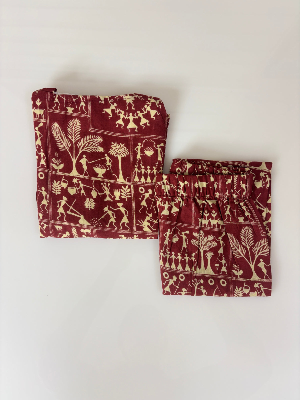 Maroon Tribal Print Girl Outdoor wear set