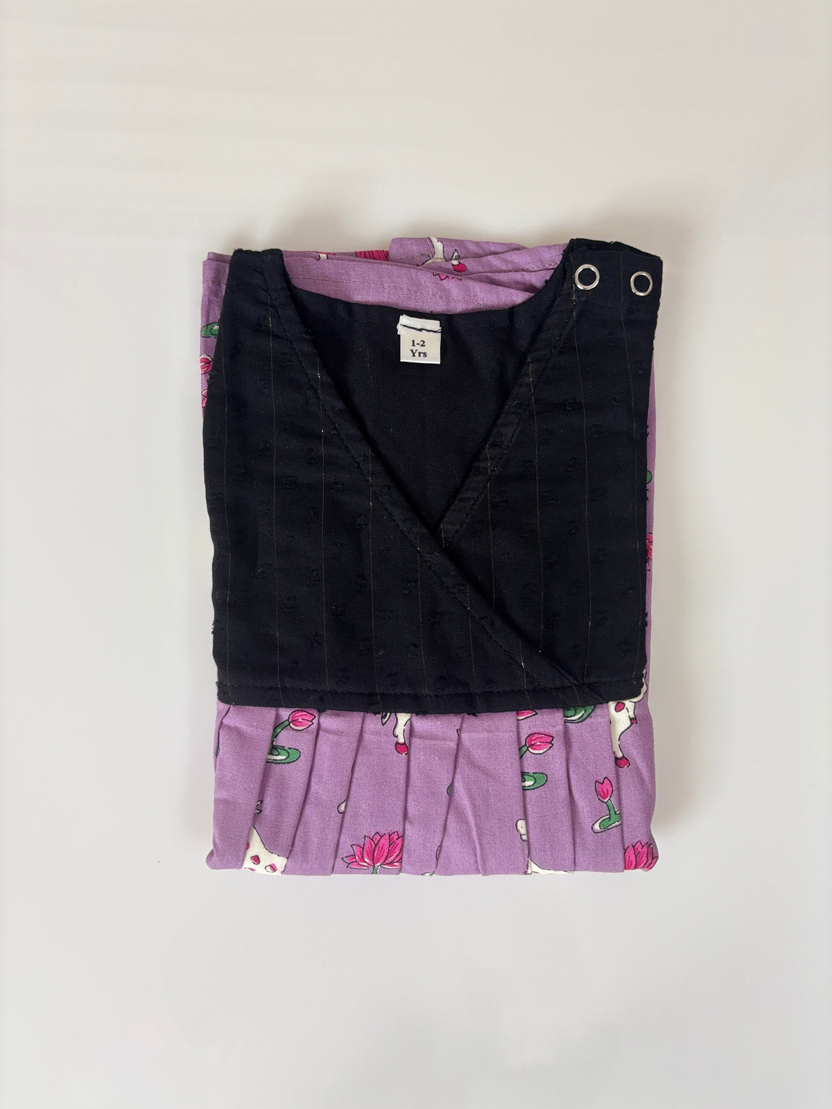 Lavender Cow & Lotus Print Sleeveless Frock Outdoor wear