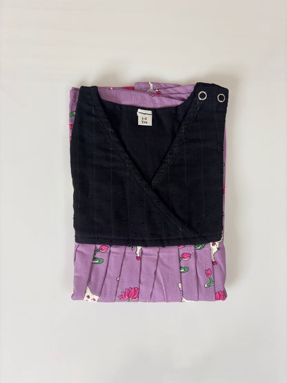 Lavender Cow & Lotus Print Sleeveless Frock Outdoor wear