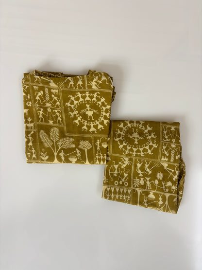 Mustard Yellow Tribal Print Girl Outdoor wear set