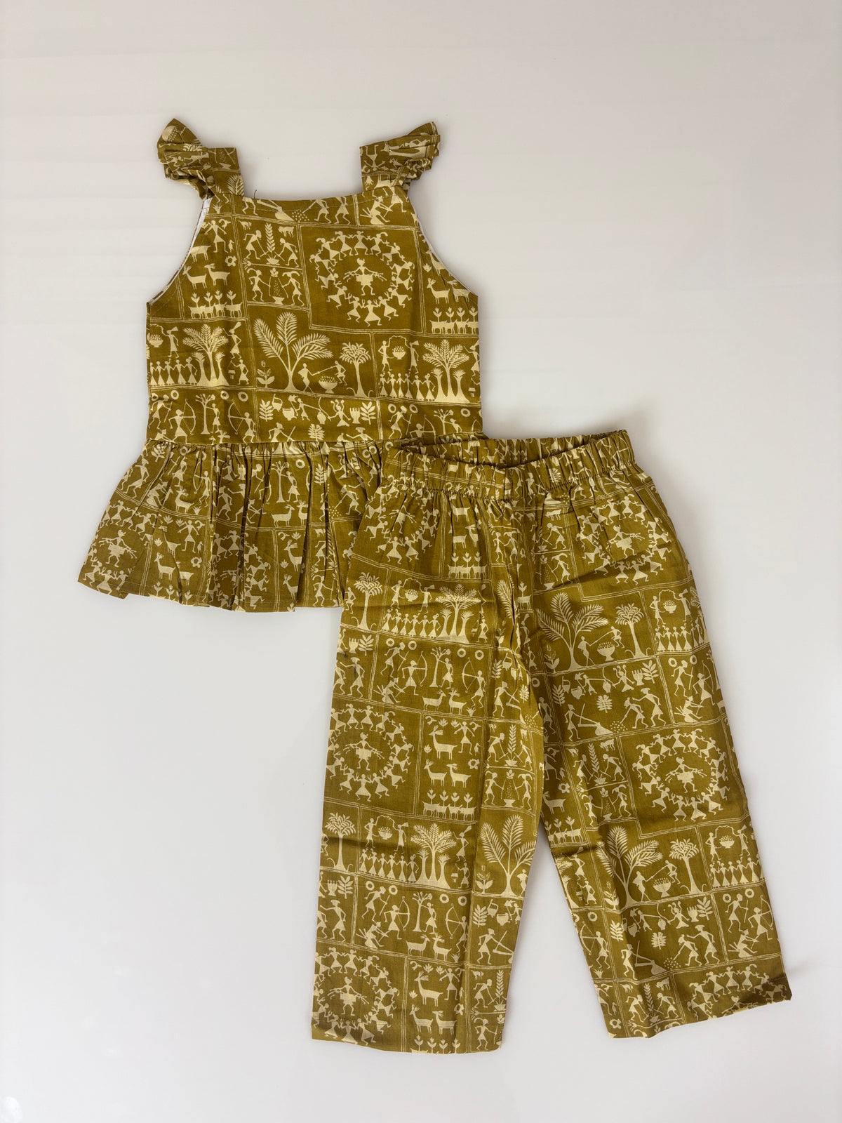 Mustard Yellow Tribal Print Girl Outdoor wear set