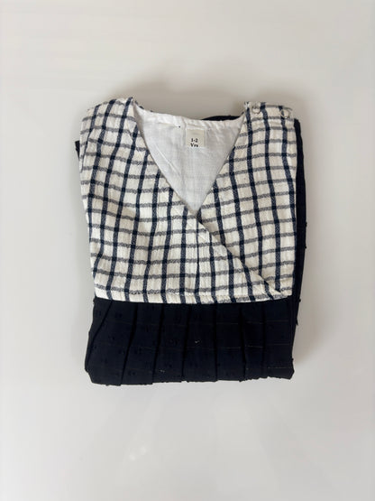 Black & White Checked Sleeveless Frock Outdoor wear