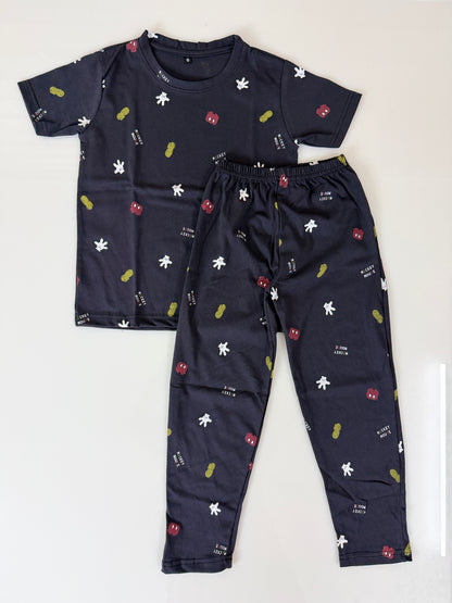 Black Mickey Icon Print T-Shirt and Pant Co-ords