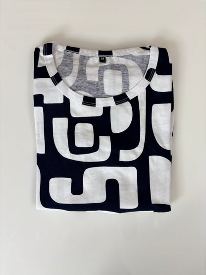 Black Geometric Maze Print Lounge Frock