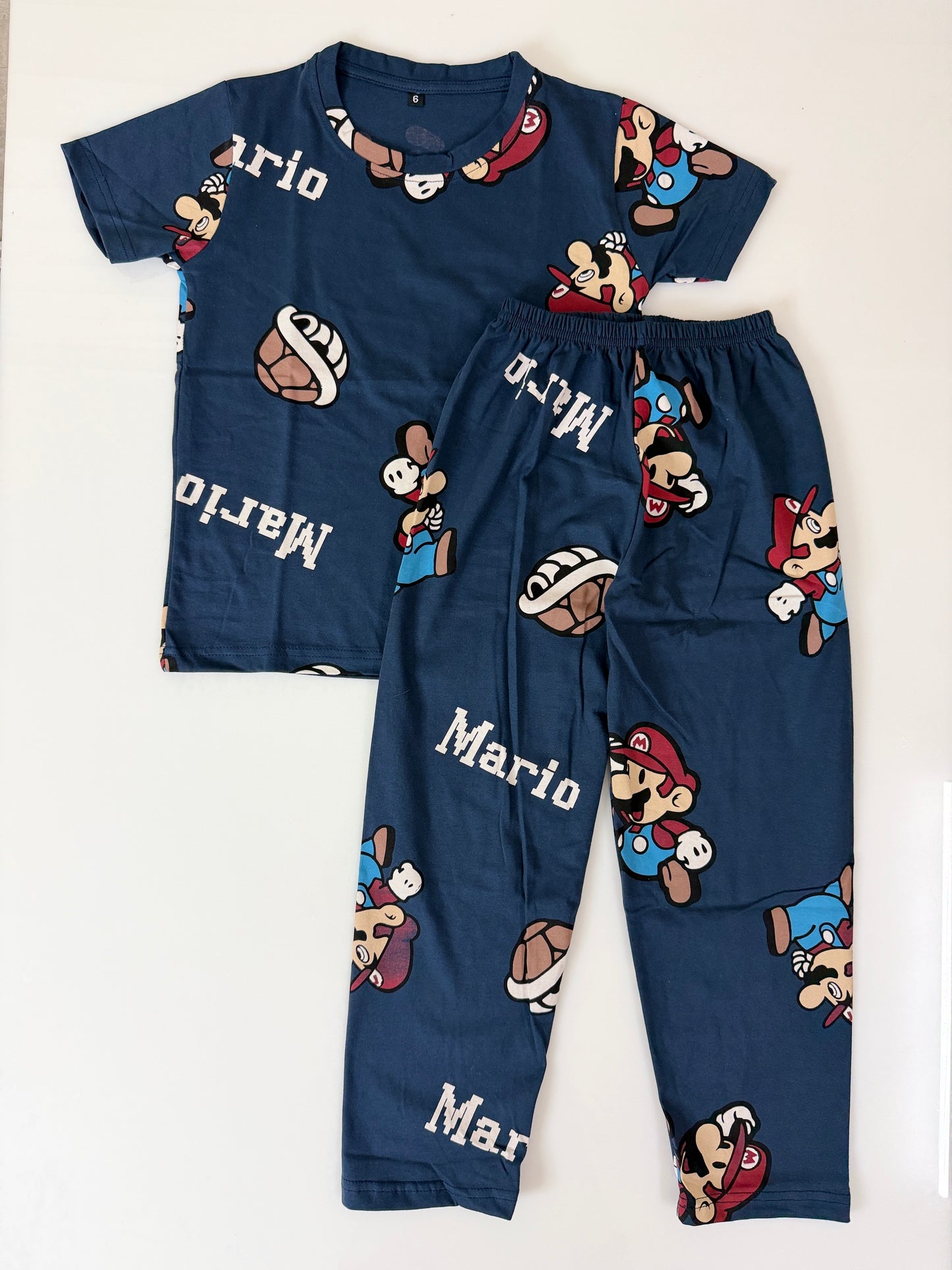 Navy Mario Print T-Shirt and Pant Co-ords