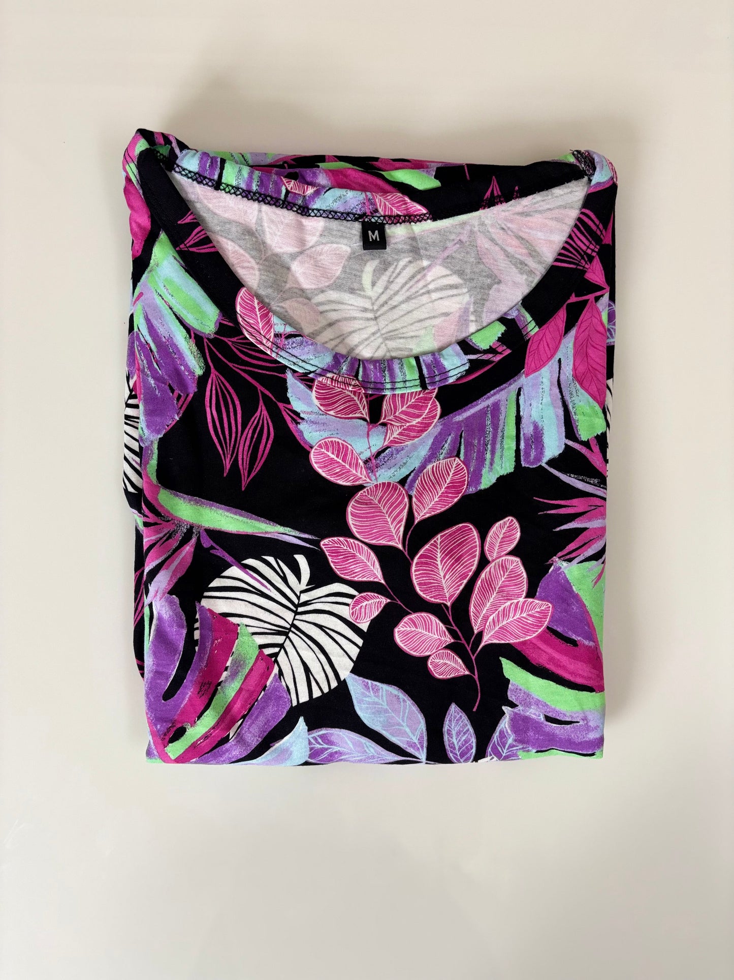Black Tropical Leaf Print Lounge Frock