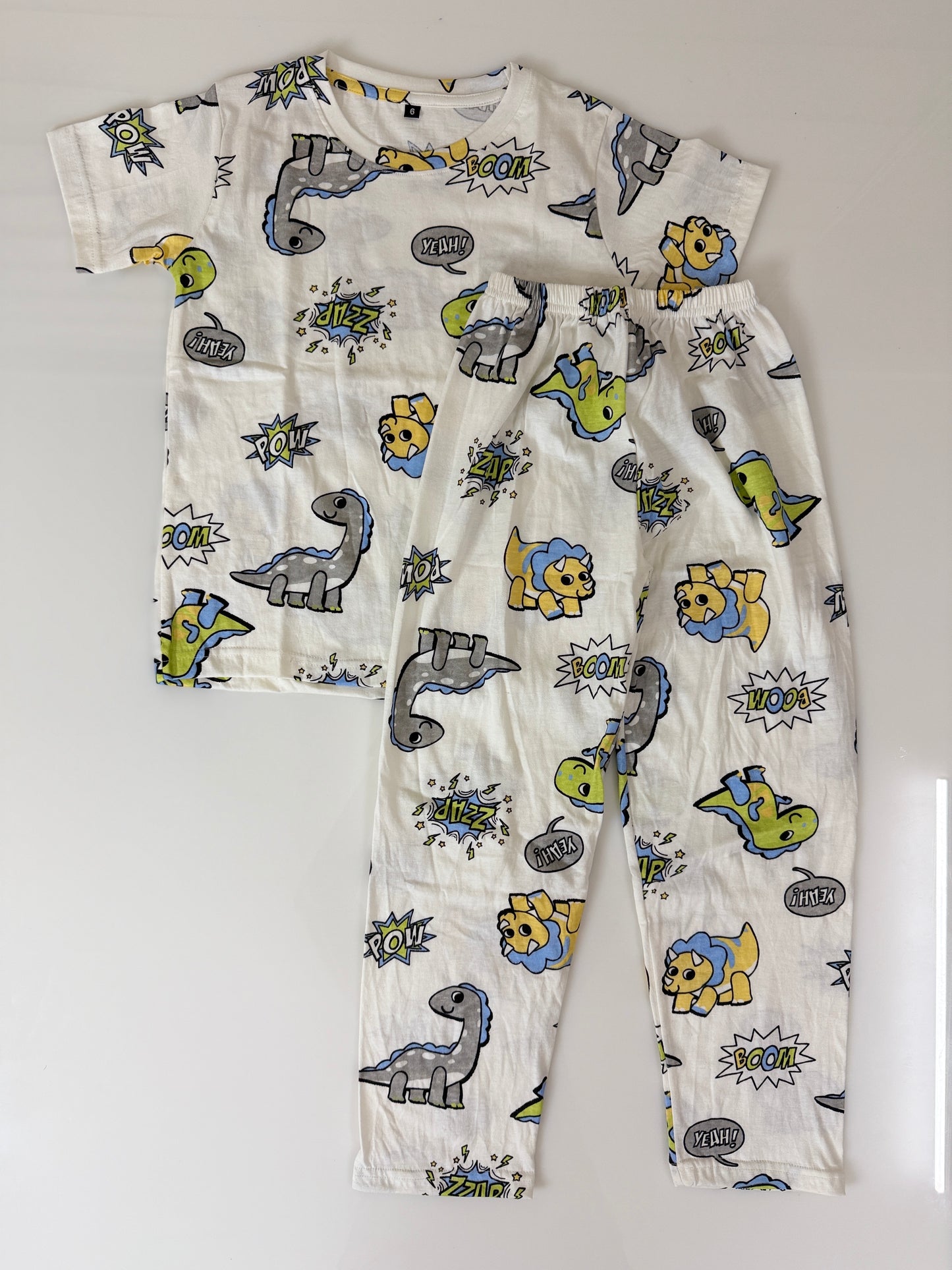 Off White Dino Comic Print T-Shirt and Pant Co-ords